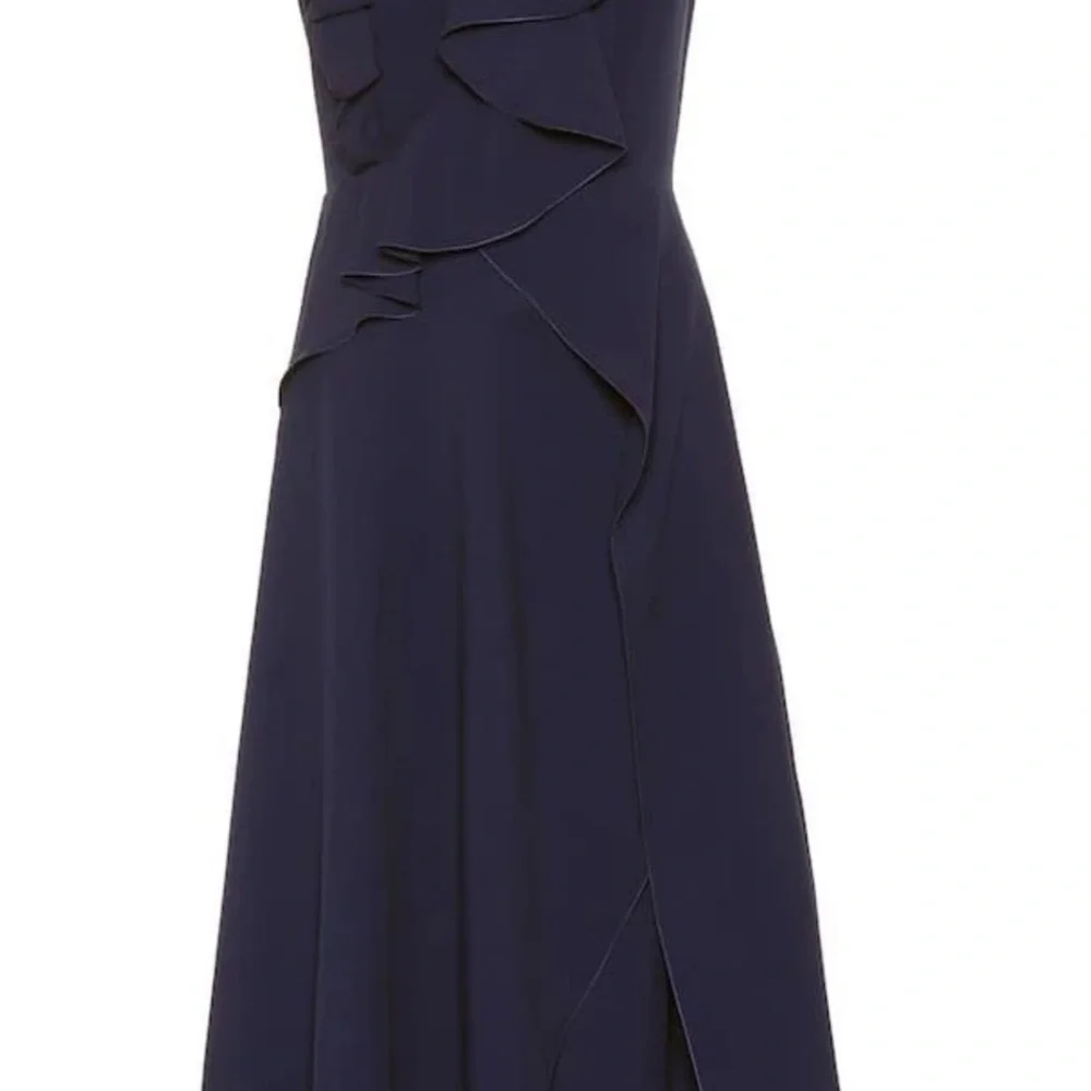 Elegant  Navy DELPOZO
Ruffled crêpe midi dress - Picture 6 of 9